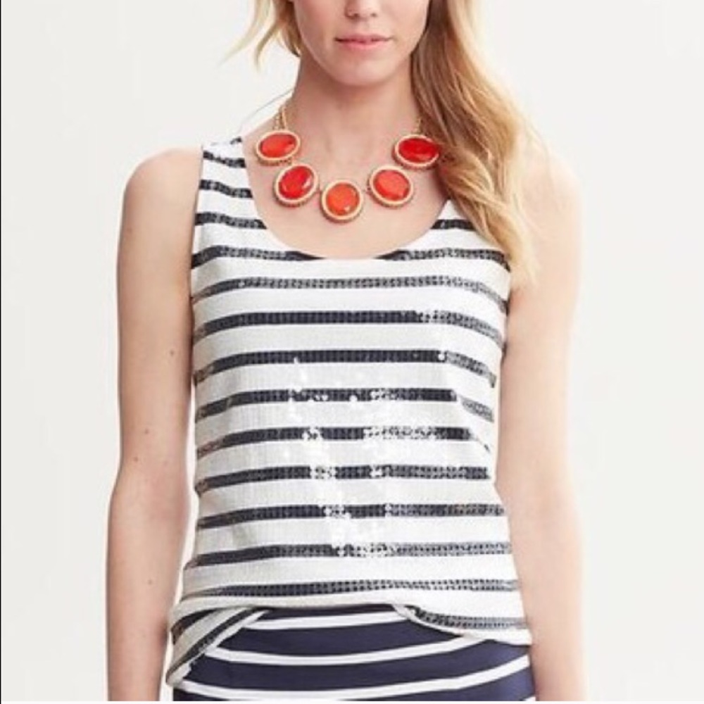 Banana Republic Striped Sequin Tank Top